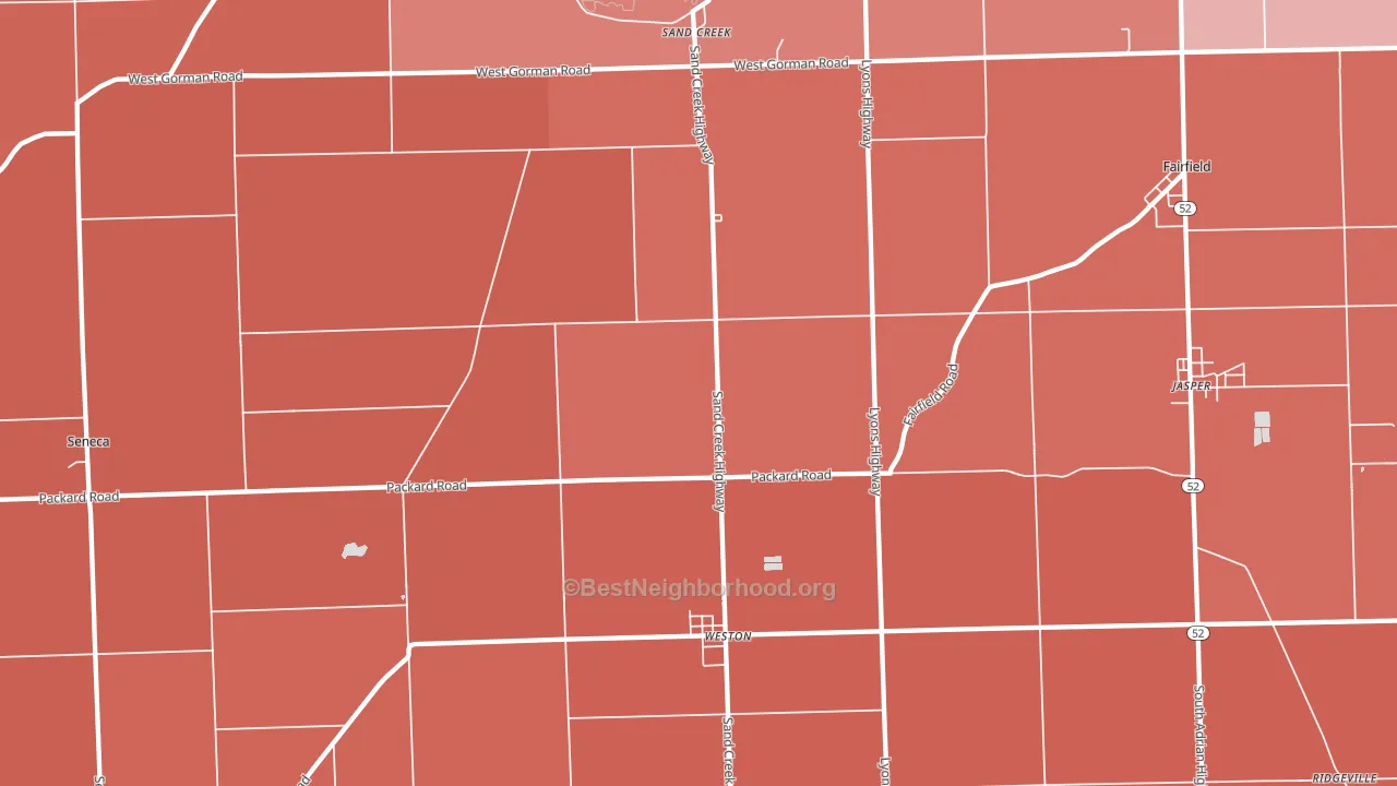 Sand Creek, MI block-group political-lean map