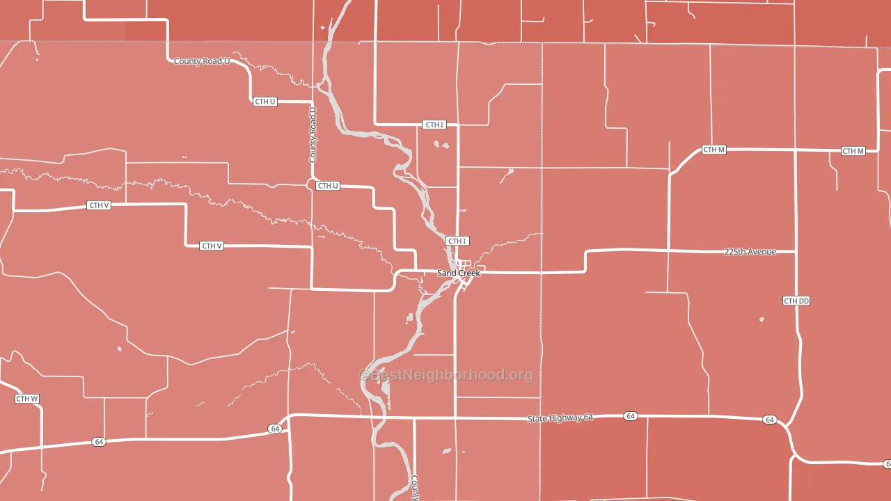 Sand Creek, WI block-group political-lean map