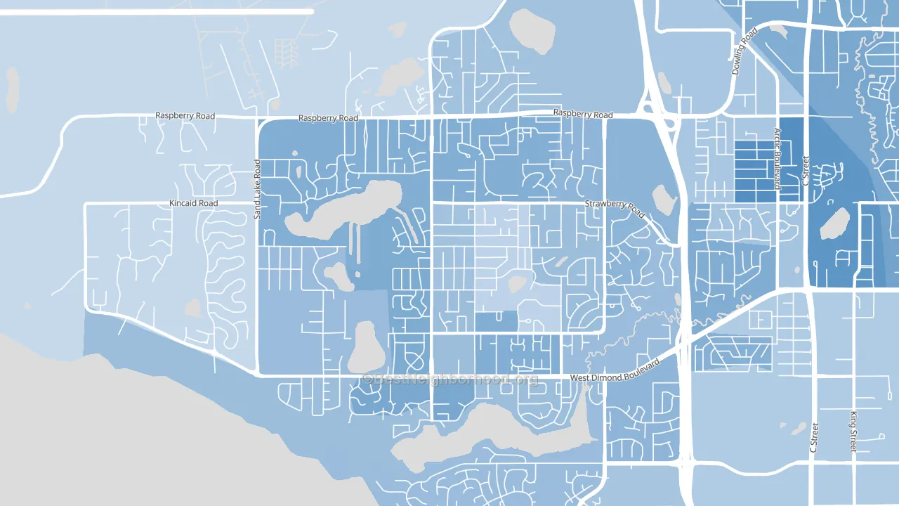 Sand Lake, Anchorage, AK block-group political-lean map