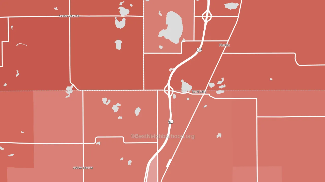 Sand Lake, MI block-group political-lean map