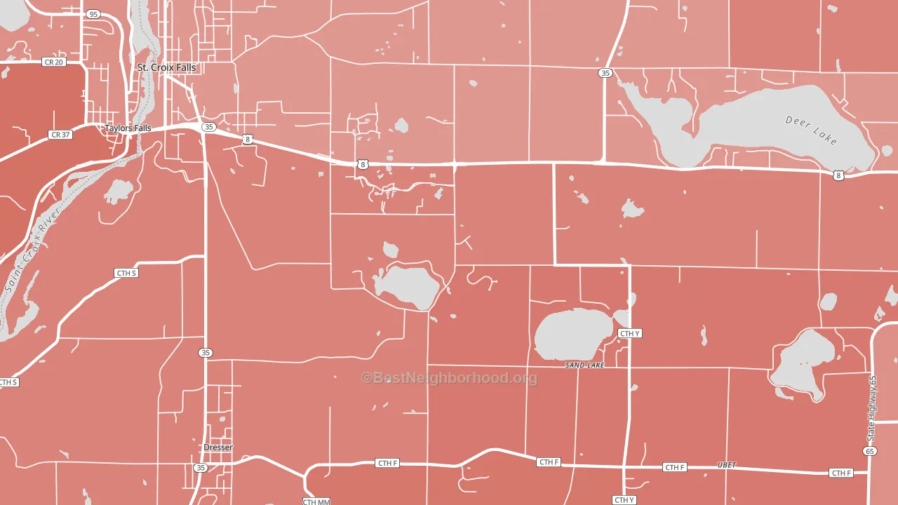 Sand Lake, WI block-group political-lean map