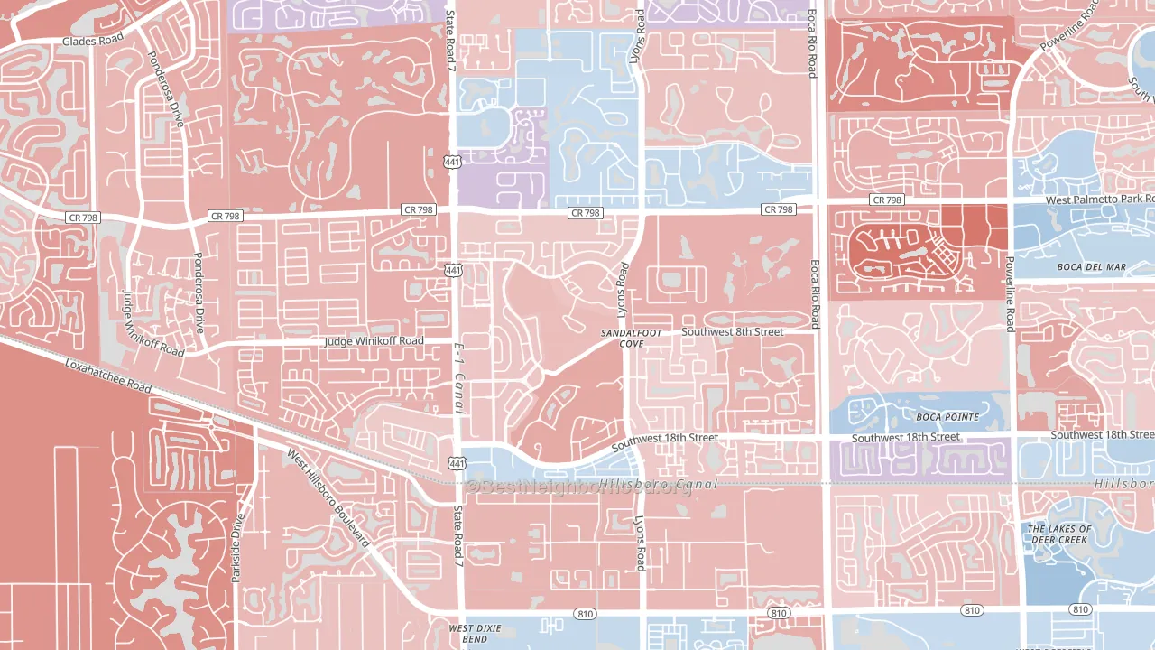 Sandalfoot Cove, Boca Raton, FL block-group political-lean map