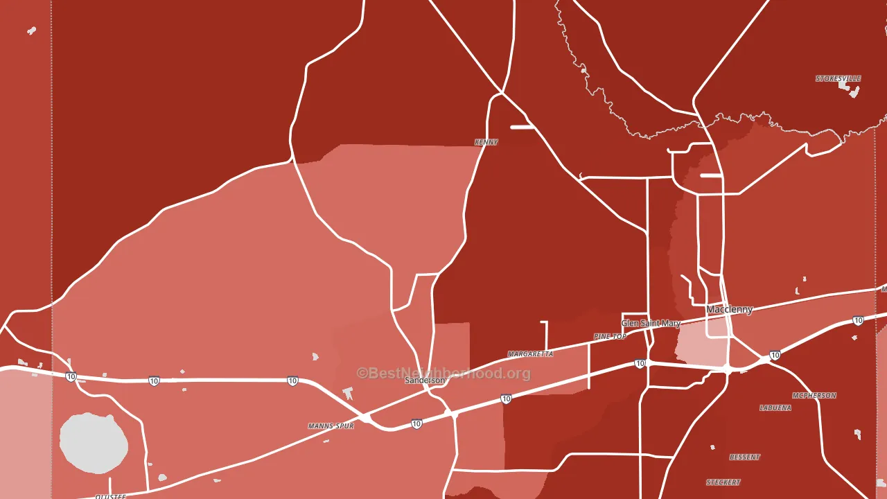 Sanderson, FL block-group political-lean map