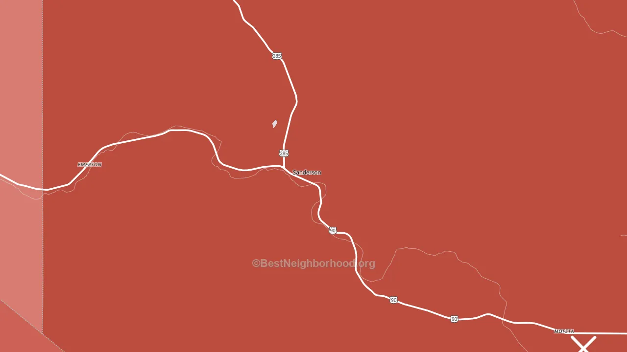 Sanderson, TX block-group political-lean map