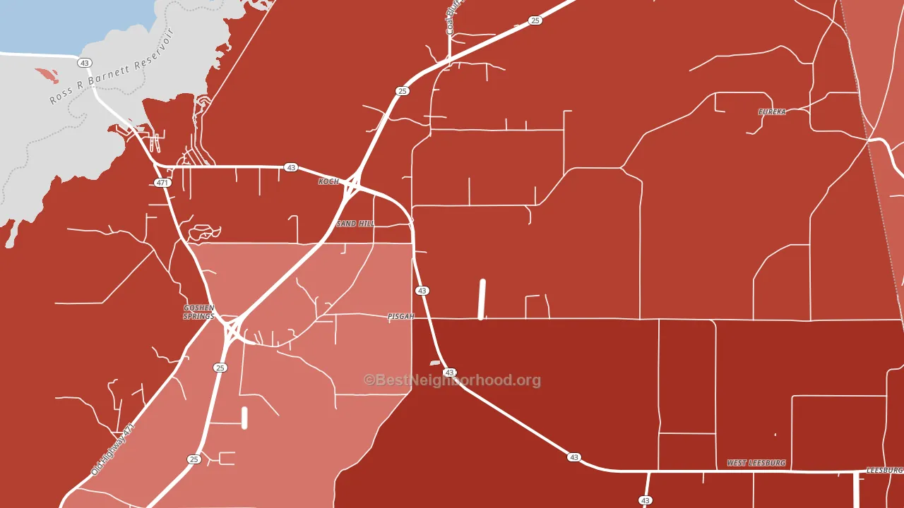 Sandhill, MS block-group political-lean map