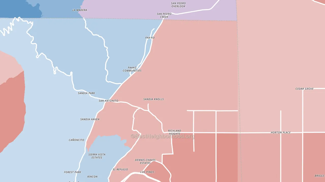 Sandia Park, NM block-group political-lean map