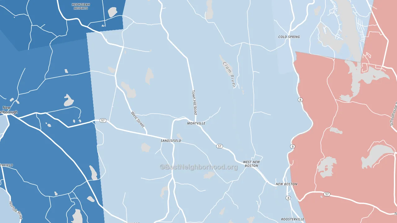 Sandisfield, MA block-group political-lean map