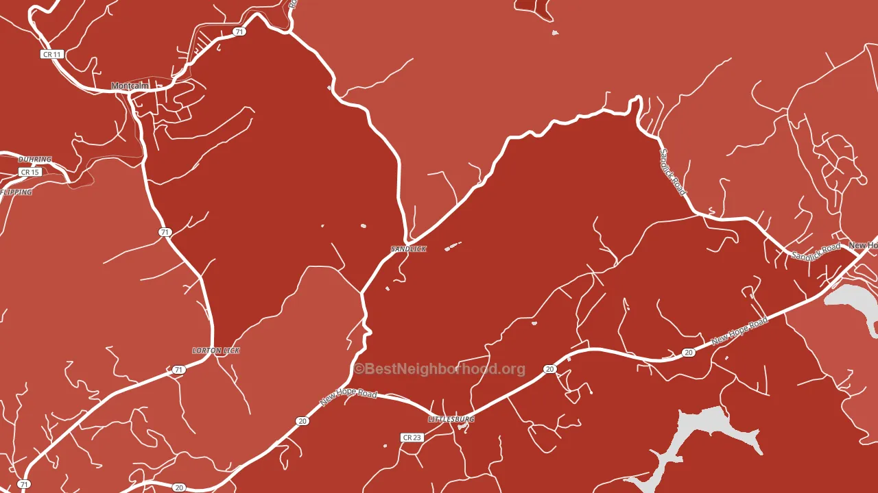 Sandlick, WV block-group political-lean map