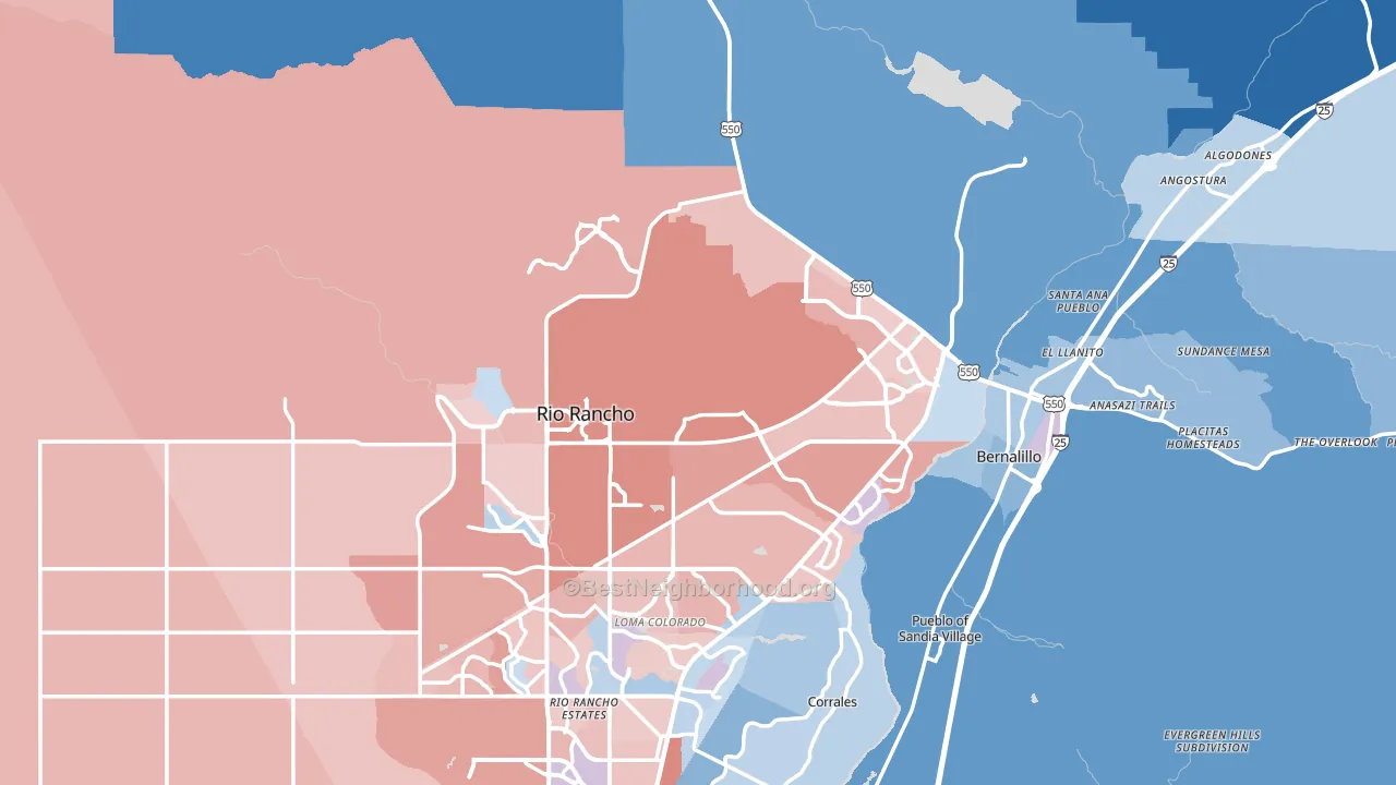 Sandoval County, NM block-group political-lean map