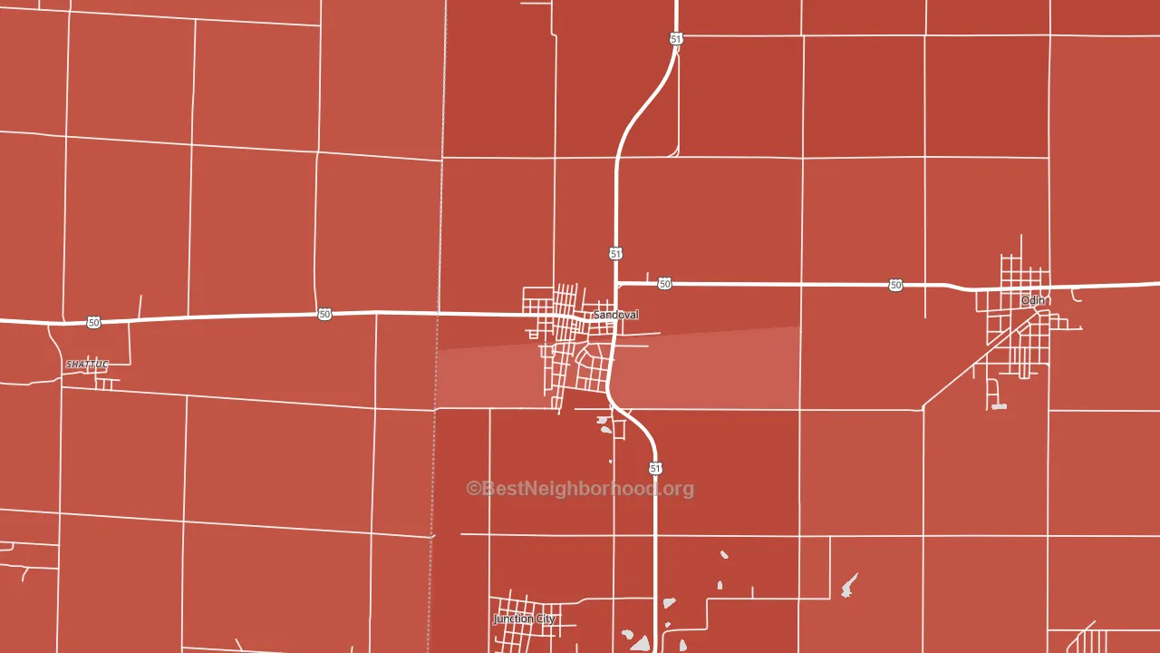 Sandoval, IL block-group political-lean map