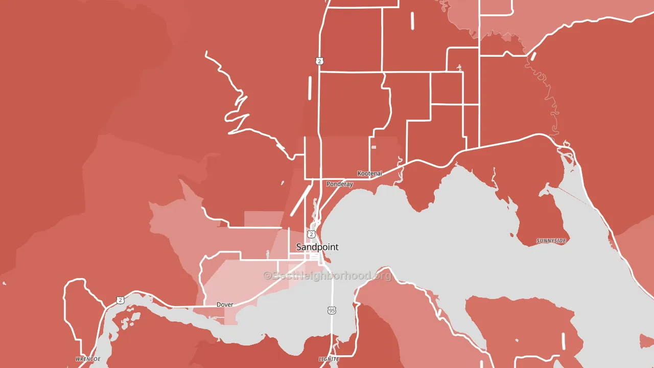 Sandpoint, ID block-group political-lean map