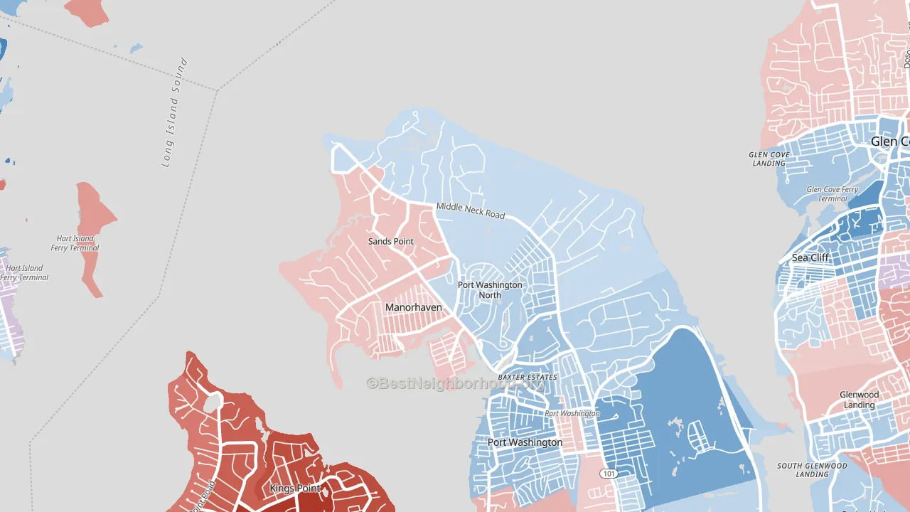 Sands Point, NY block-group political-lean map