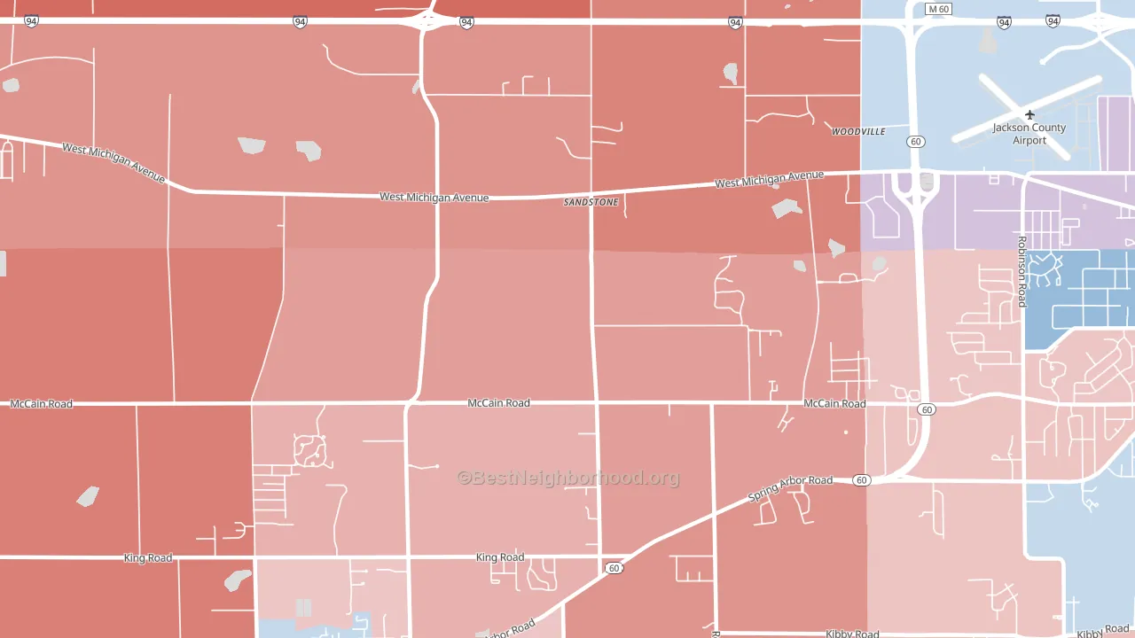 Sandstone, MI block-group political-lean map