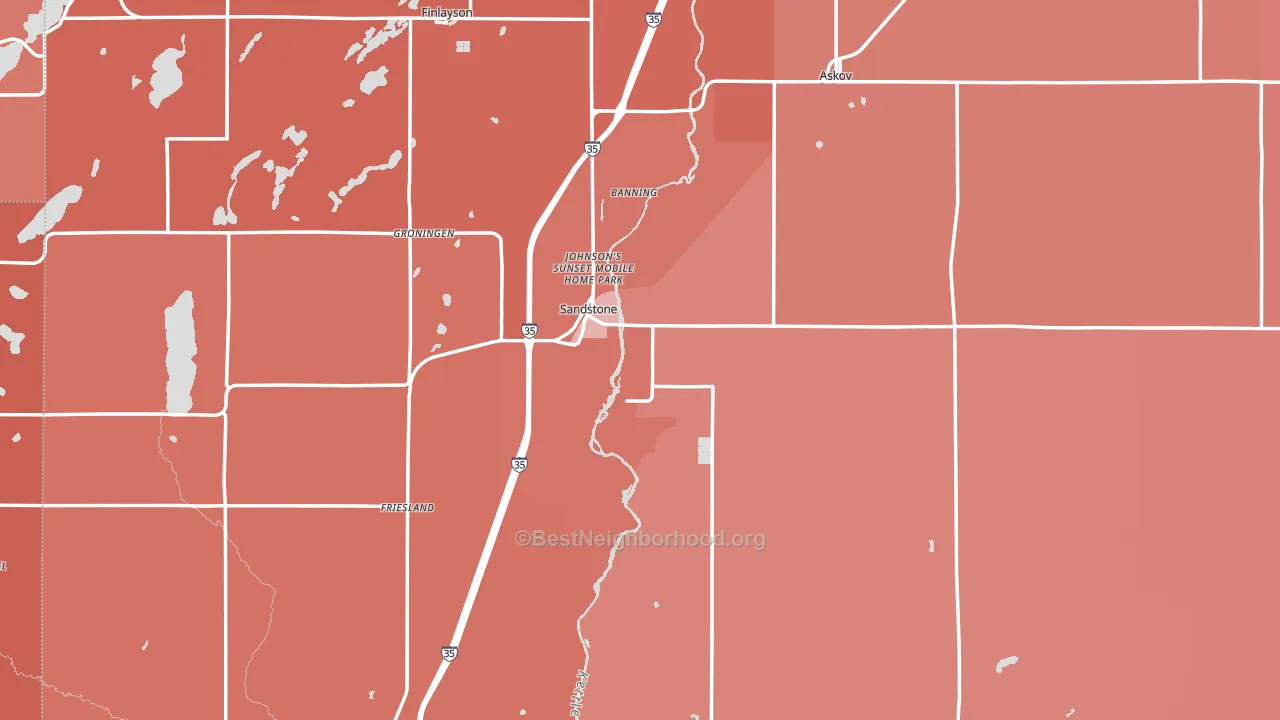 Sandstone, MN block-group political-lean map