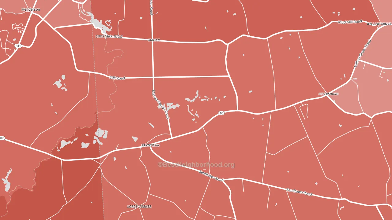 Sandtown, DE block-group political-lean map