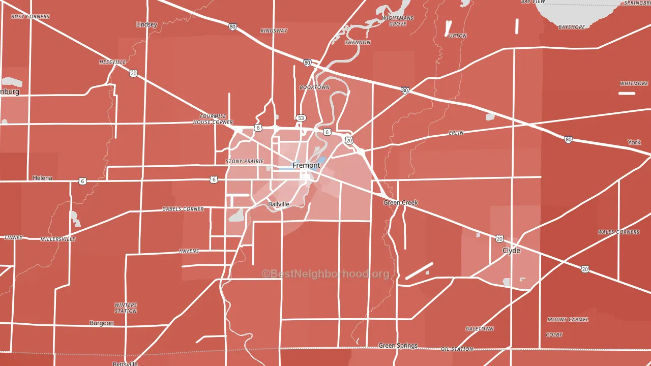 Sandusky County, OH block-group political-lean map