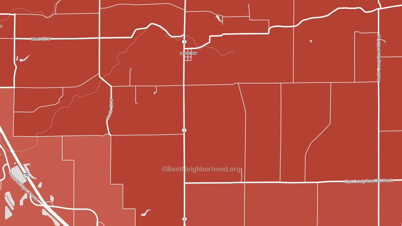 Sandusky, IN block-group political-lean map