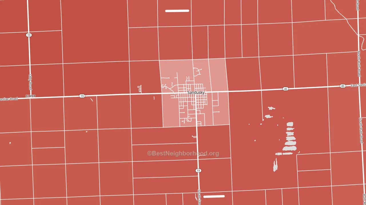 Sandusky, MI block-group political-lean map