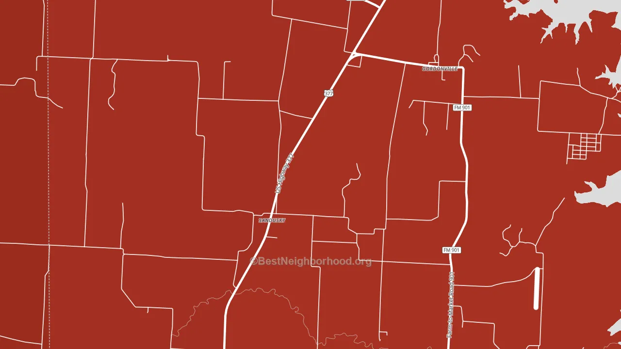 Sandusky, TX block-group political-lean map