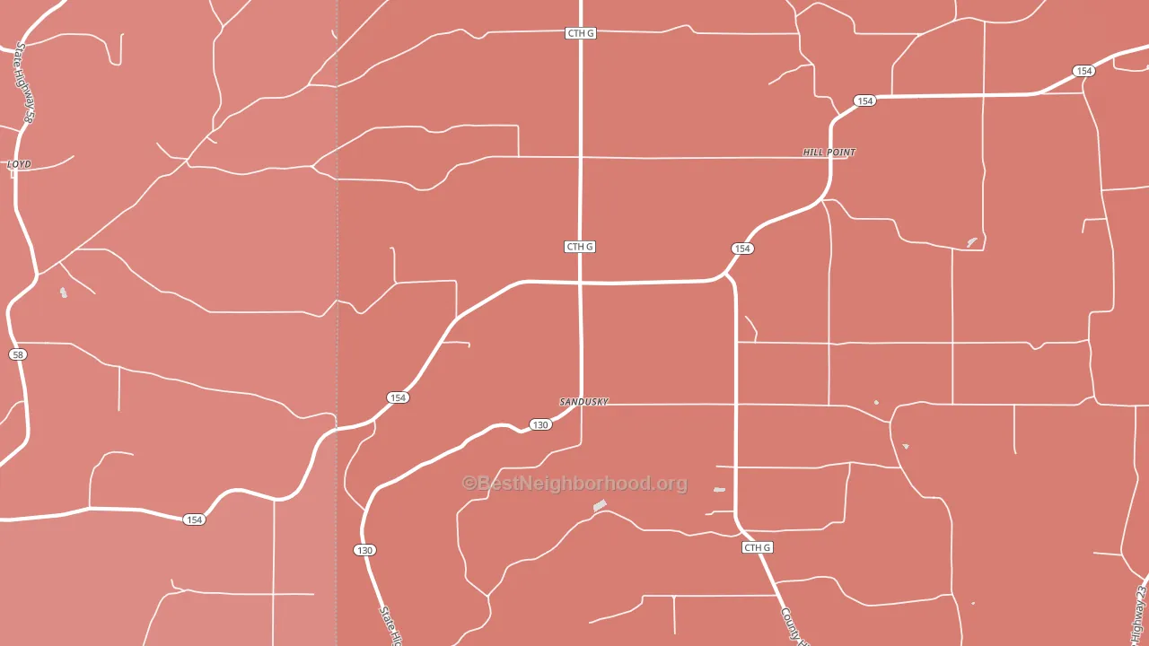 Sandusky, WI block-group political-lean map