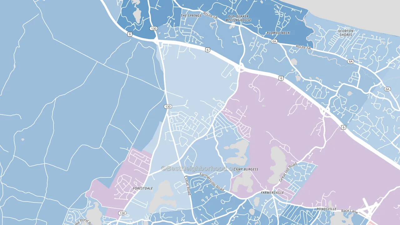 Sandwich, MA block-group political-lean map