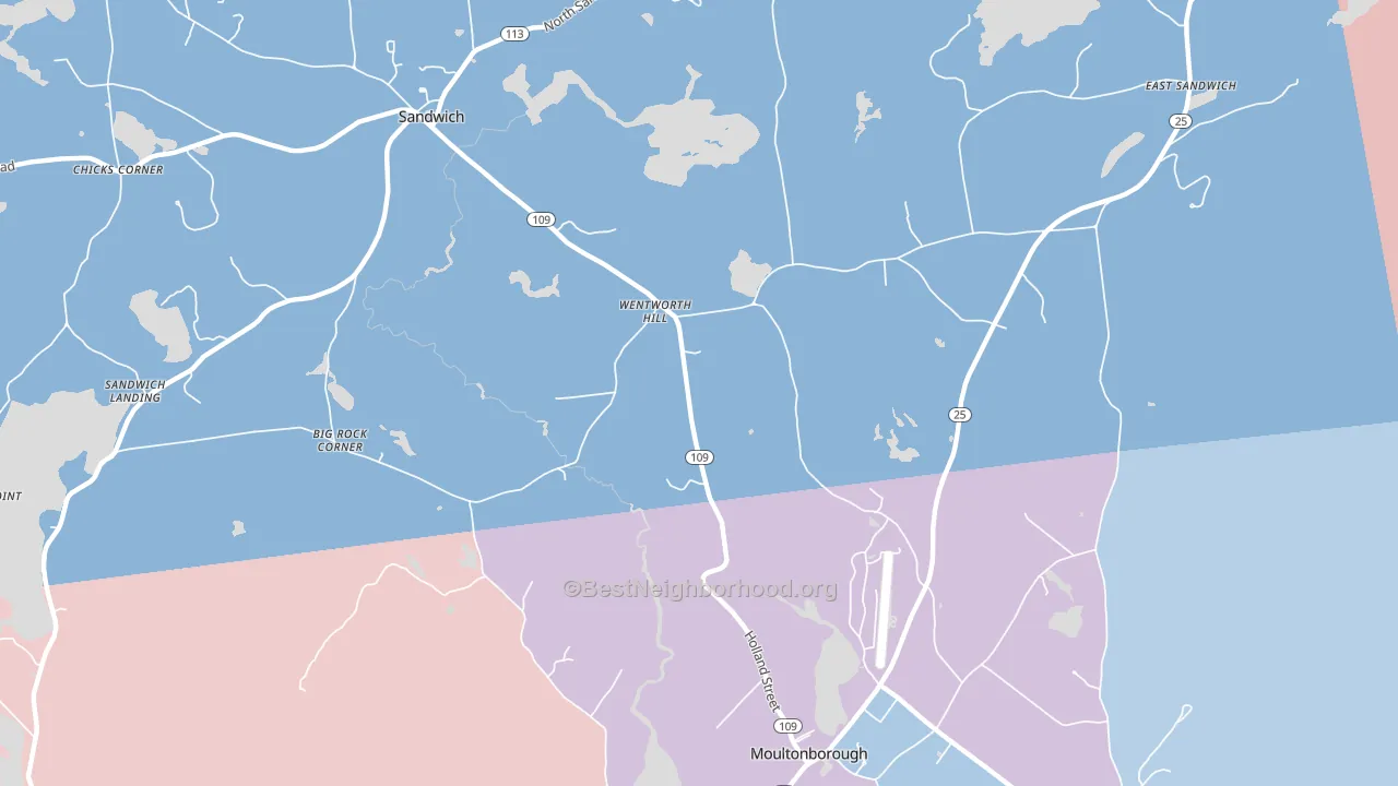 Sandwich, NH block-group political-lean map