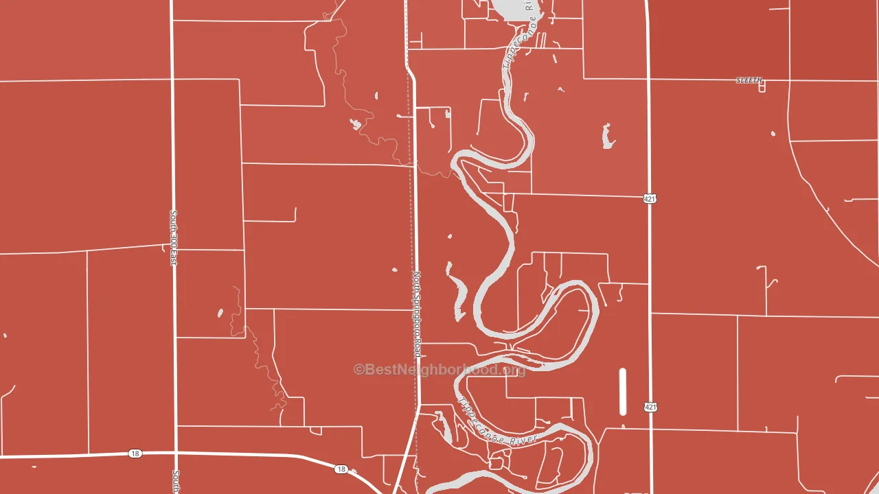 Sandy Beach, IN block-group political-lean map
