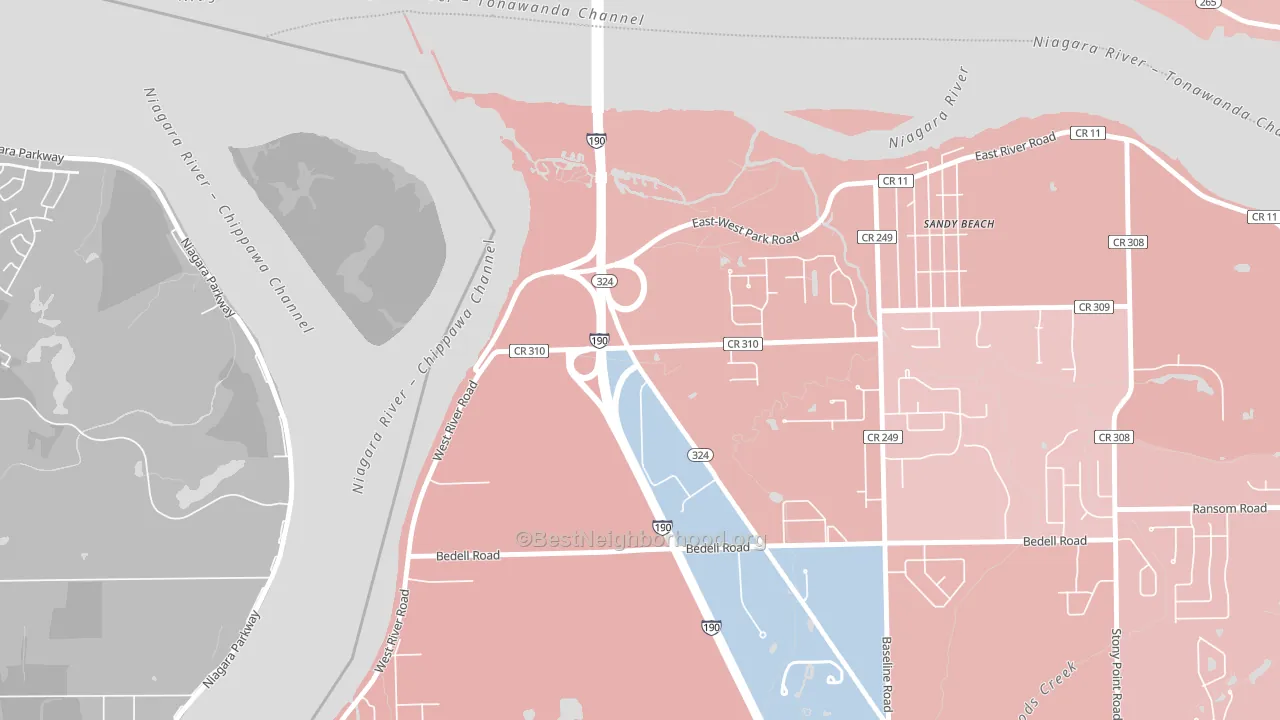 Sandy Beach, NY block-group political-lean map