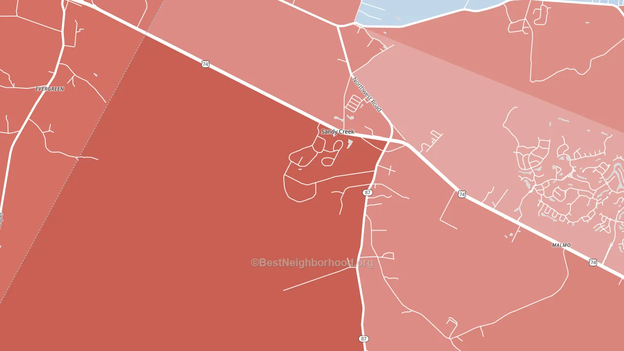Sandy Creek, NC block-group political-lean map