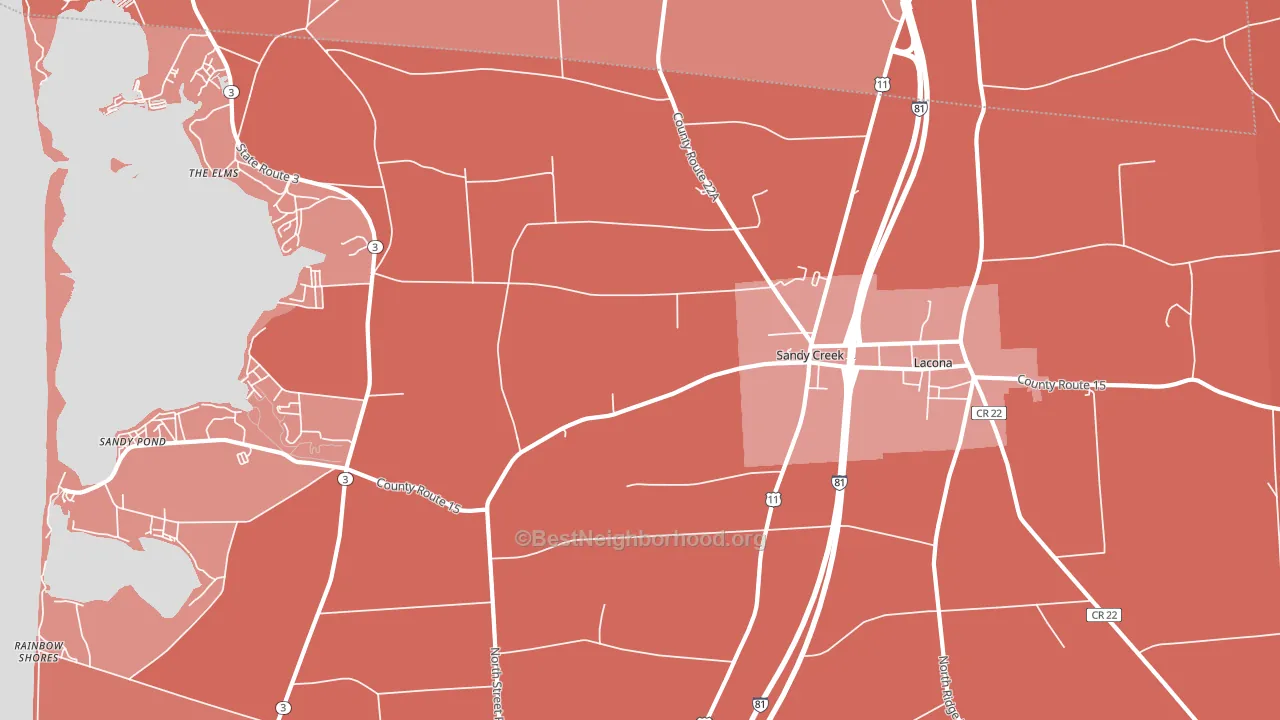 Sandy Creek, NY block-group political-lean map