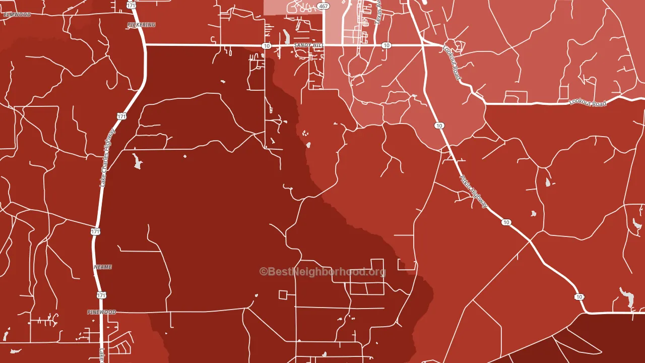 Sandy Hill, LA block-group political-lean map