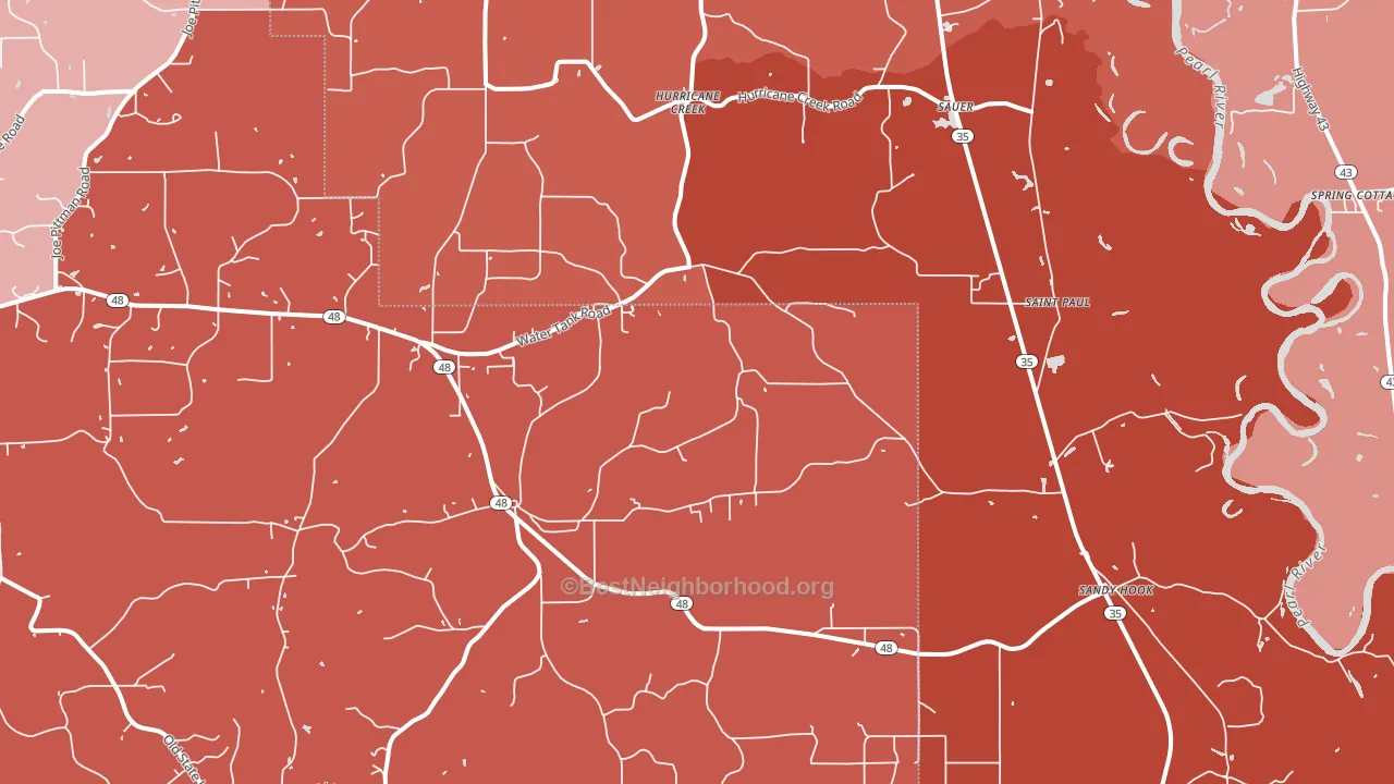 Sandy Hook, MS block-group political-lean map