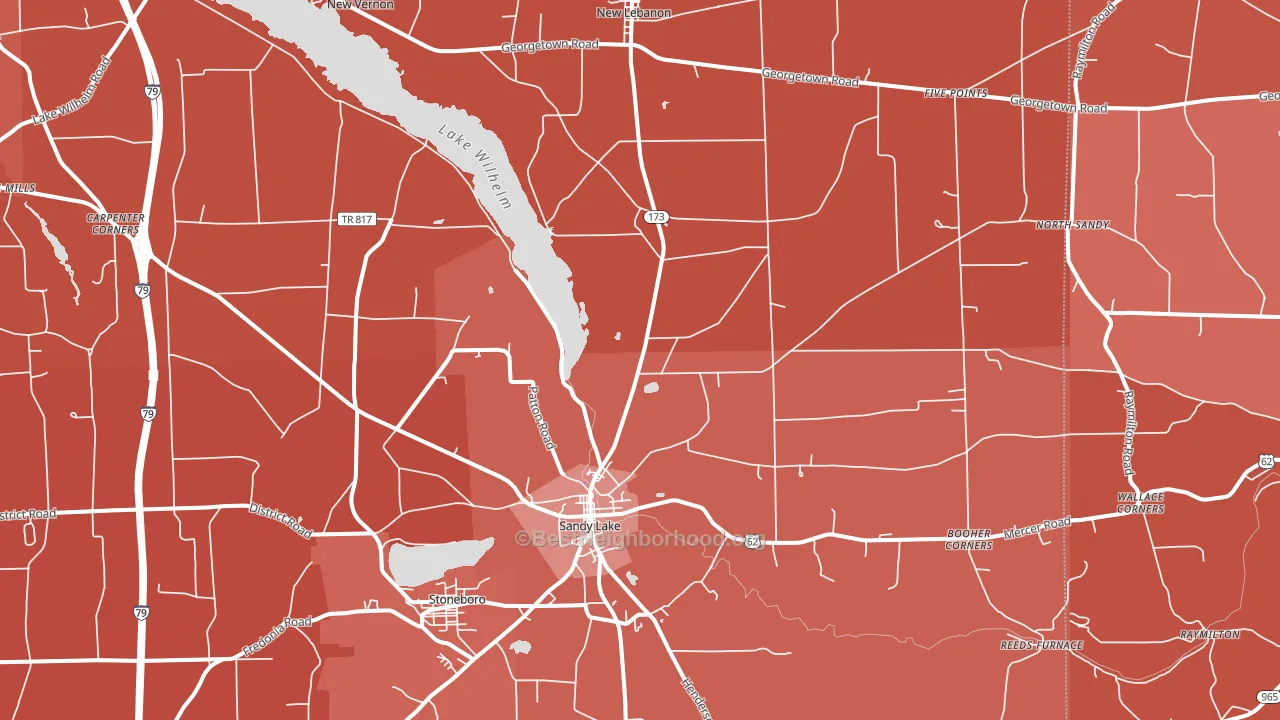 Sandy Lake, PA block-group political-lean map