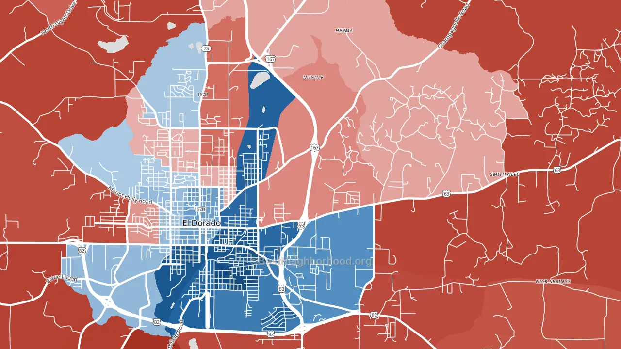 Sandy Land, AR block-group political-lean map