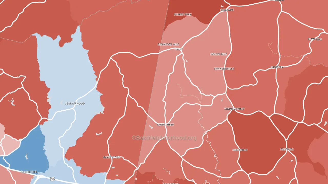 Sandy Level, VA block-group political-lean map