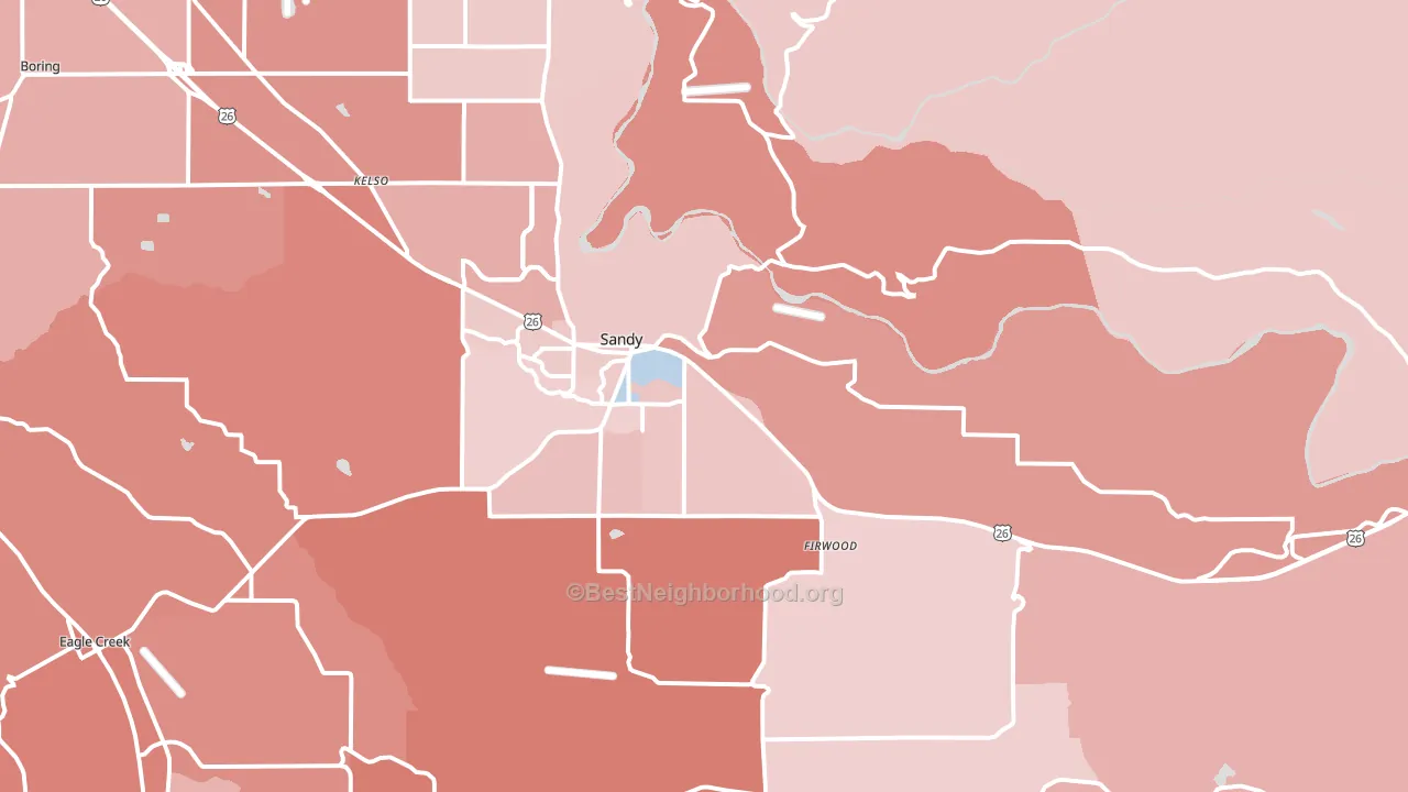Sandy, OR block-group political-lean map
