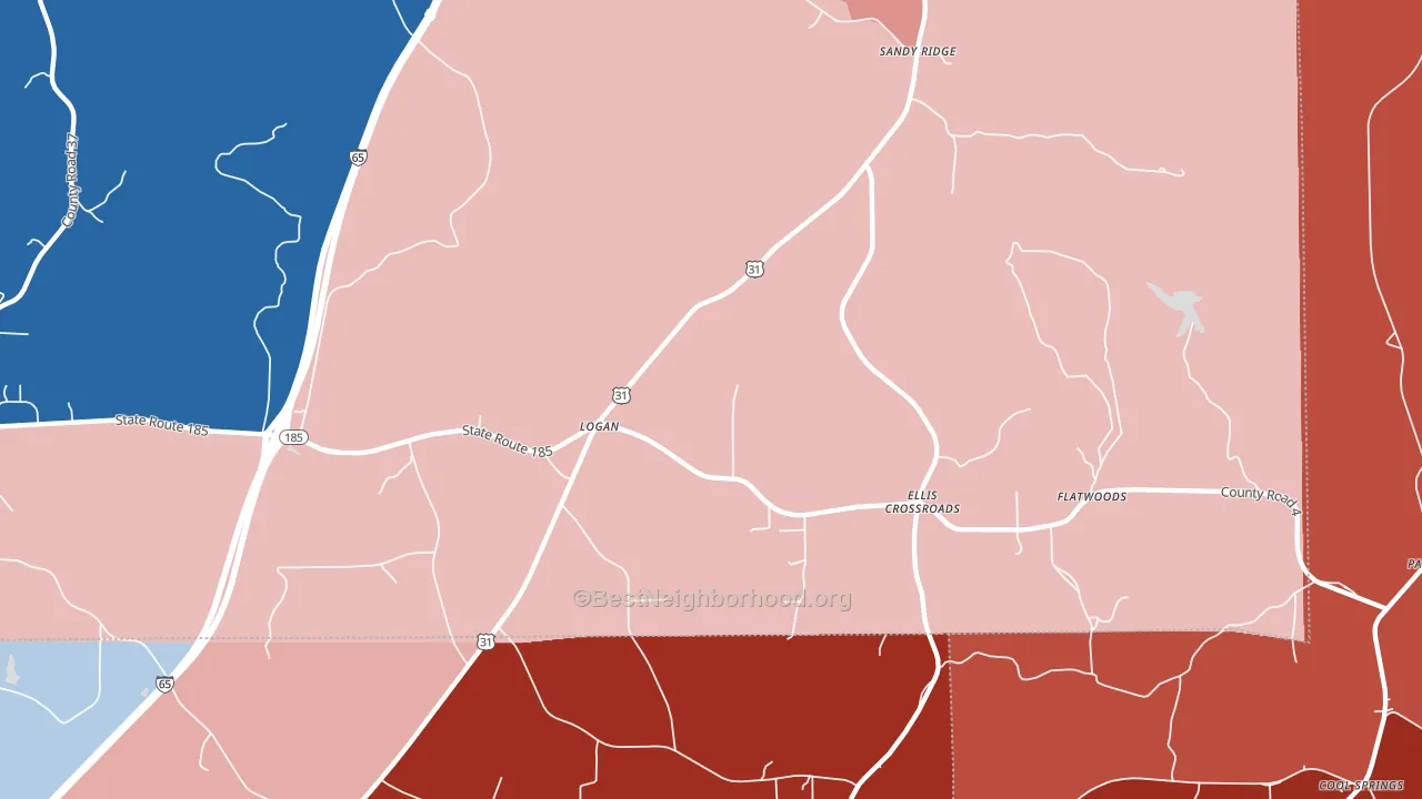 Sandy Ridge, AL block-group political-lean map