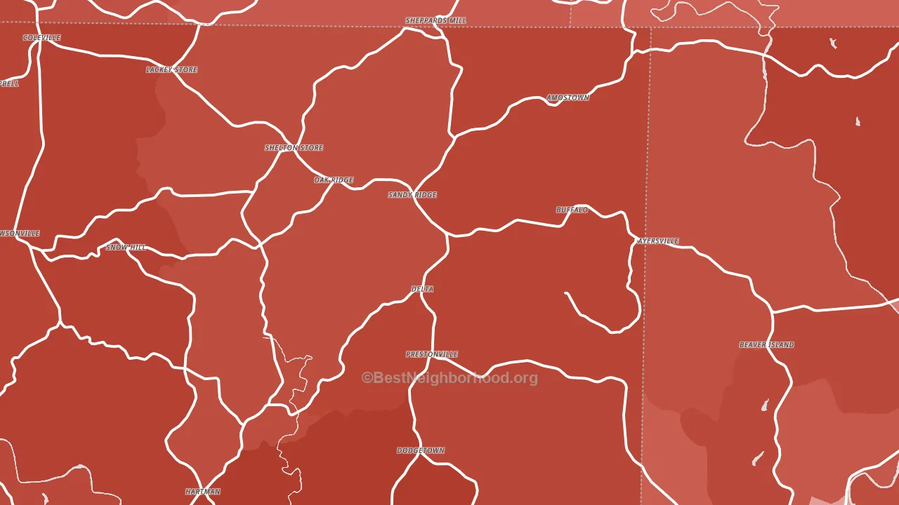 Sandy Ridge, NC block-group political-lean map