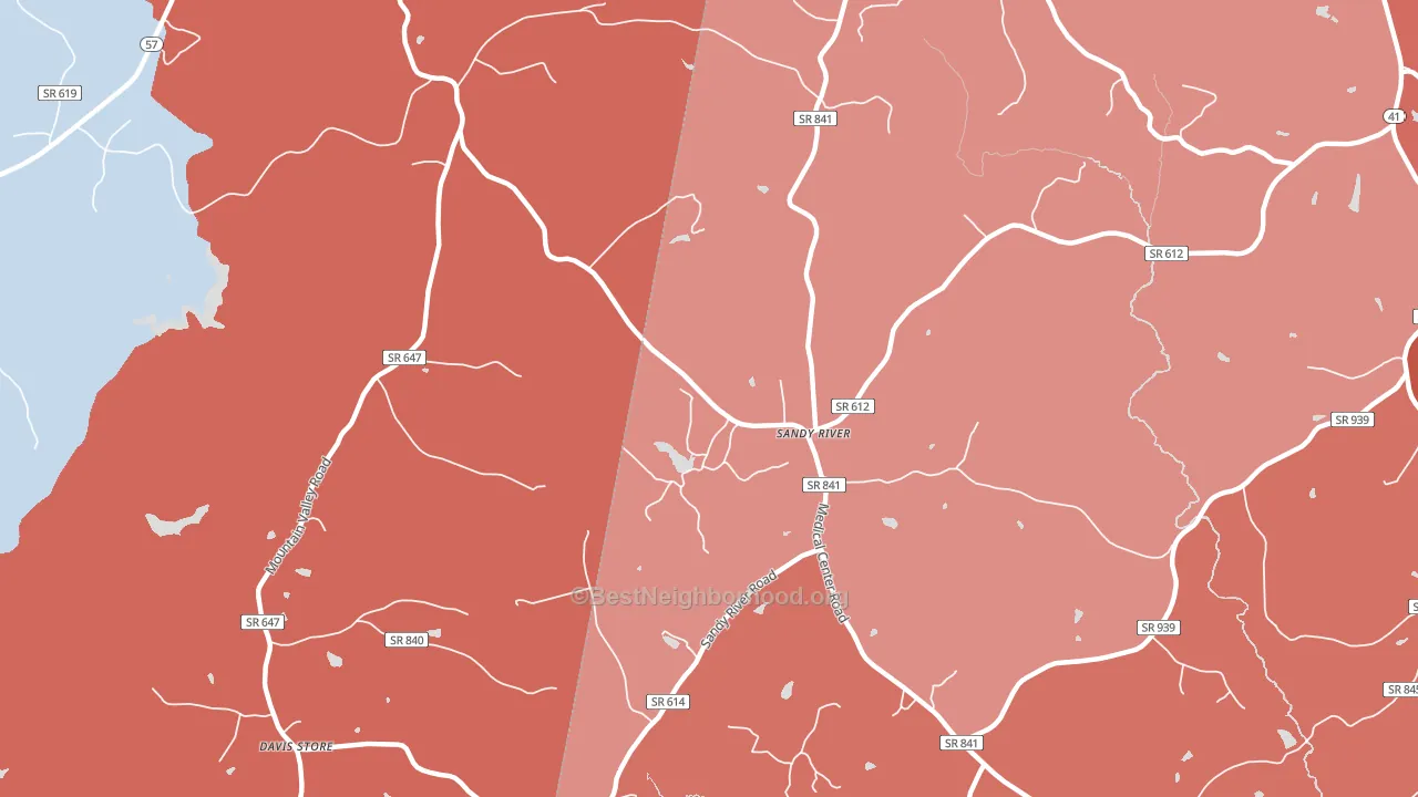 Sandy River, VA block-group political-lean map