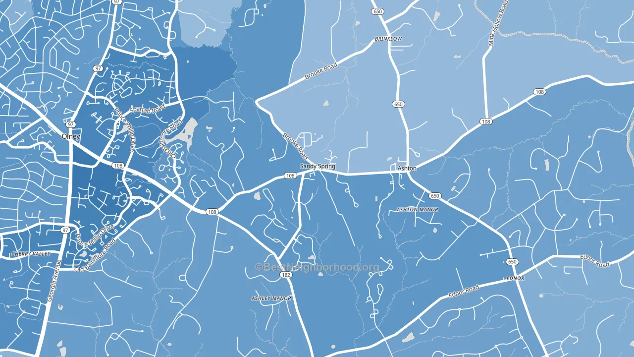 Sandy Spring, MD block-group political-lean map