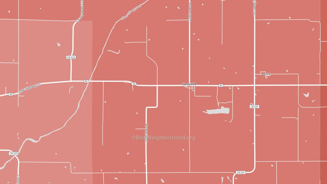 Sandyville, IA block-group political-lean map