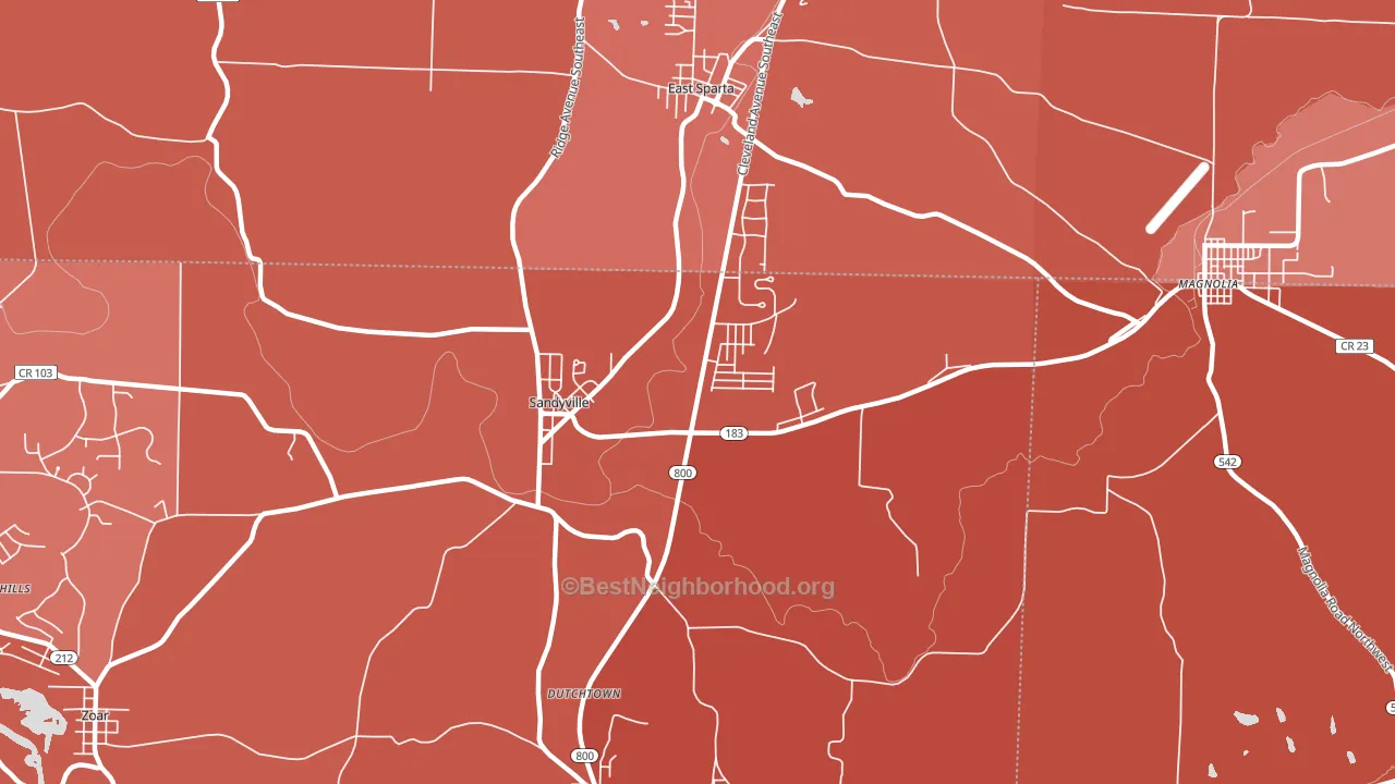 Sandyville, OH block-group political-lean map