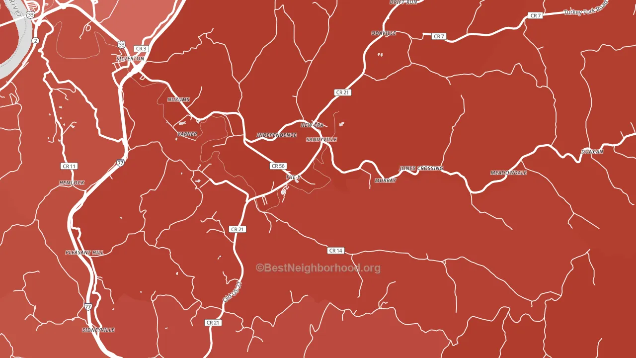 Sandyville, WV block-group political-lean map