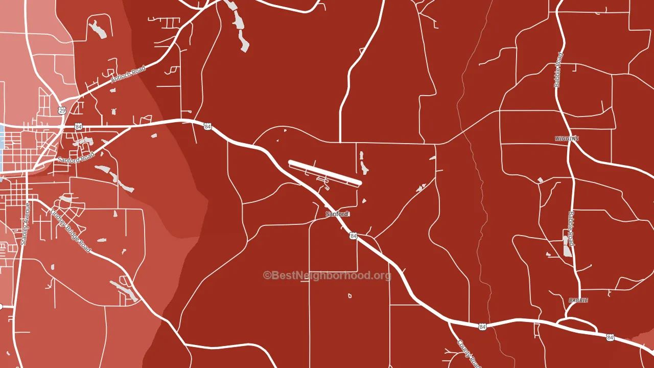 Sanford, AL block-group political-lean map