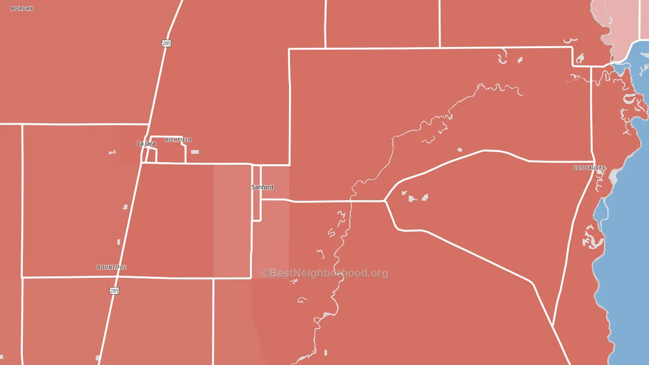 Sanford, CO block-group political-lean map