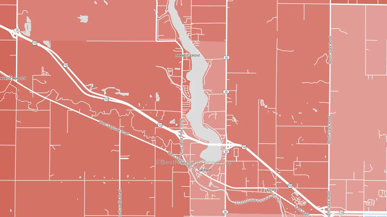 Sanford, MI block-group political-lean map