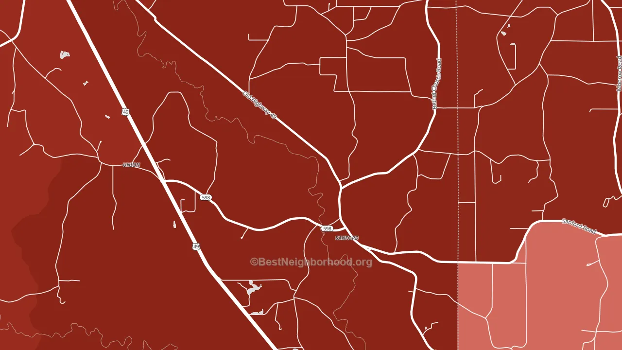 Sanford, MS block-group political-lean map