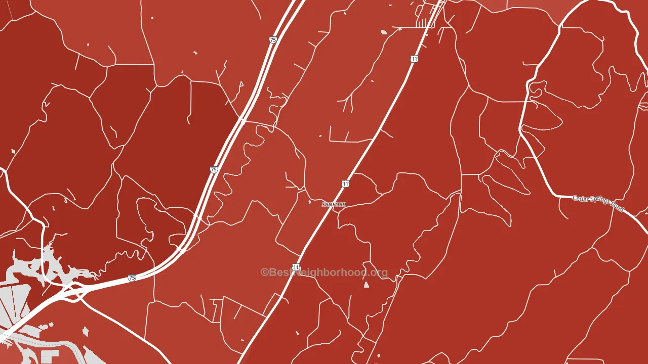 Sanford, TN block-group political-lean map