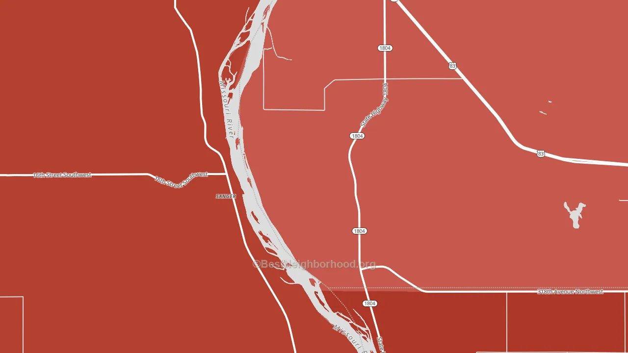 Sanger, ND block-group political-lean map