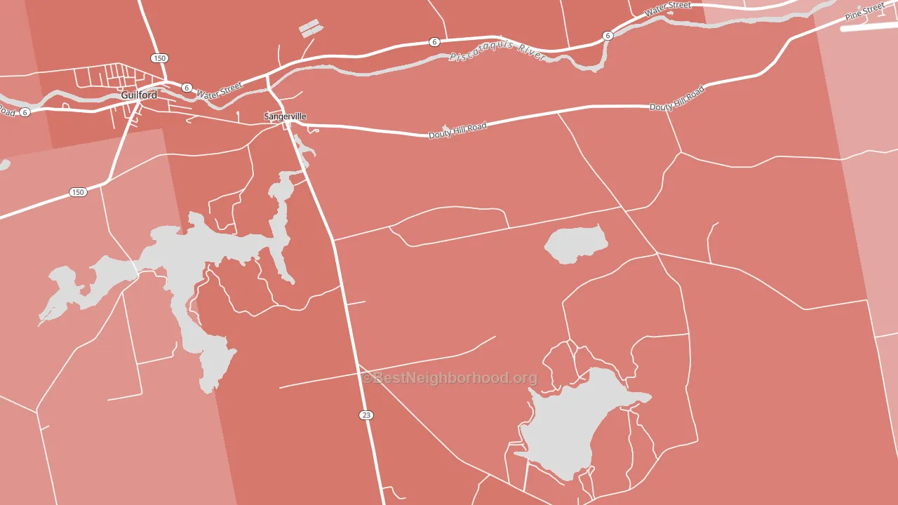 Sangerville, ME block-group political-lean map